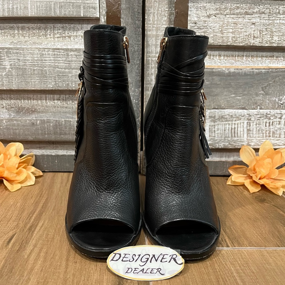 COACH Laurel Black Leather Peep Toe Bootie Size 6B - Picture 5 of 12